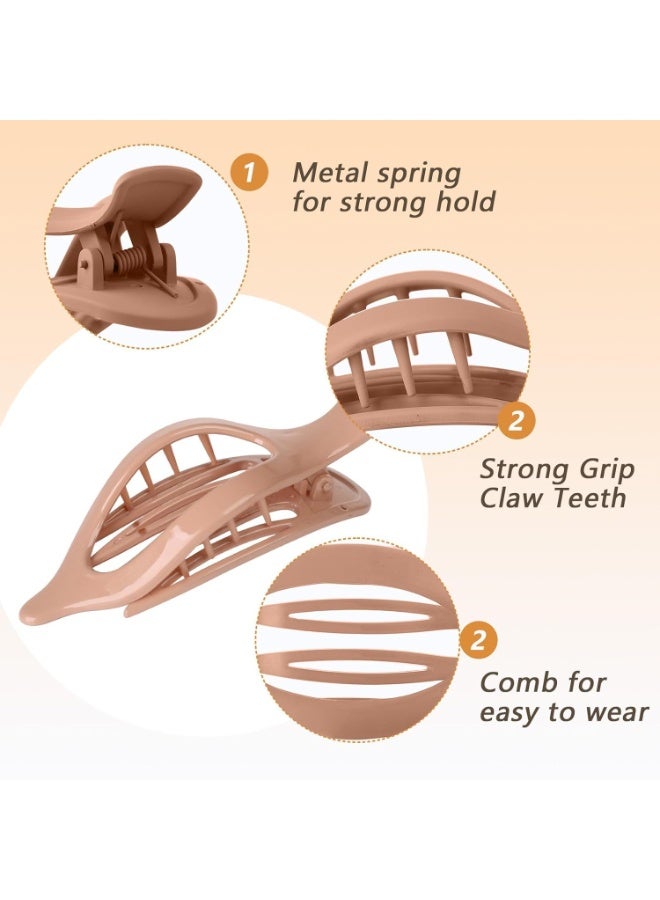 ChicAbode Flat Hair Claw Clips for Women, 6 Pcs French Concord Flat Hair Clips, Strong Hold 4.7 Inch Duck Billed Clips, Lay Down Claw Clips, Alligator Hair Clips, for Thick Thin Hair - Image 3
